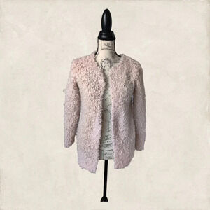Zara Girls Sherpa Light Pink Open Jacket Cardigan with Pockets‎ Sz 13-14